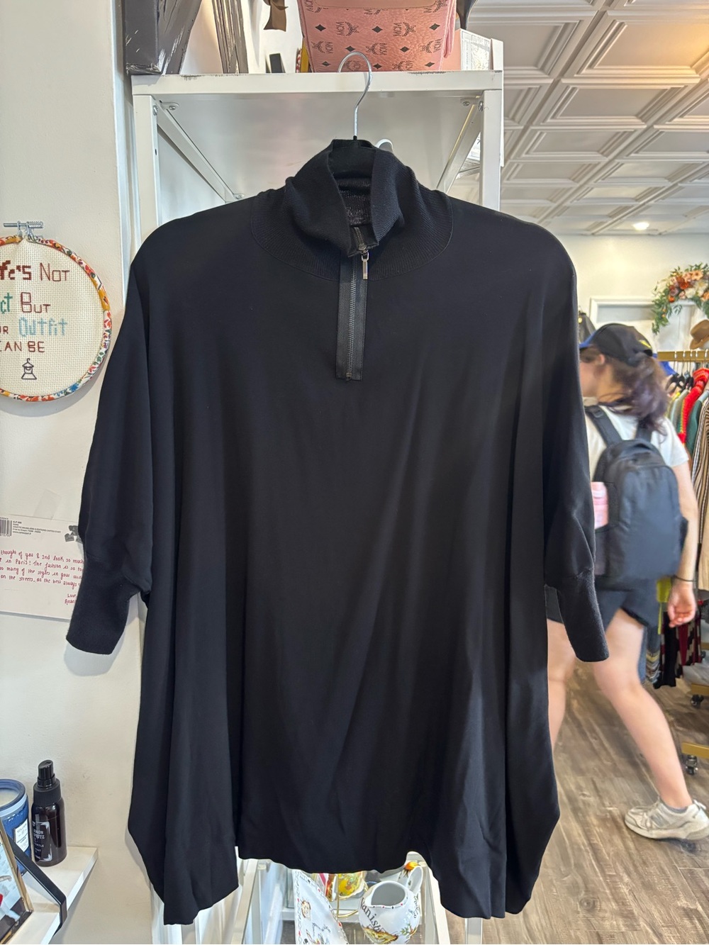 Vince Black Half-Zip Dolman top